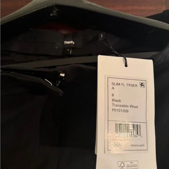 Theory Black Slim Wool Trousers NWT - Picture 7 of 9